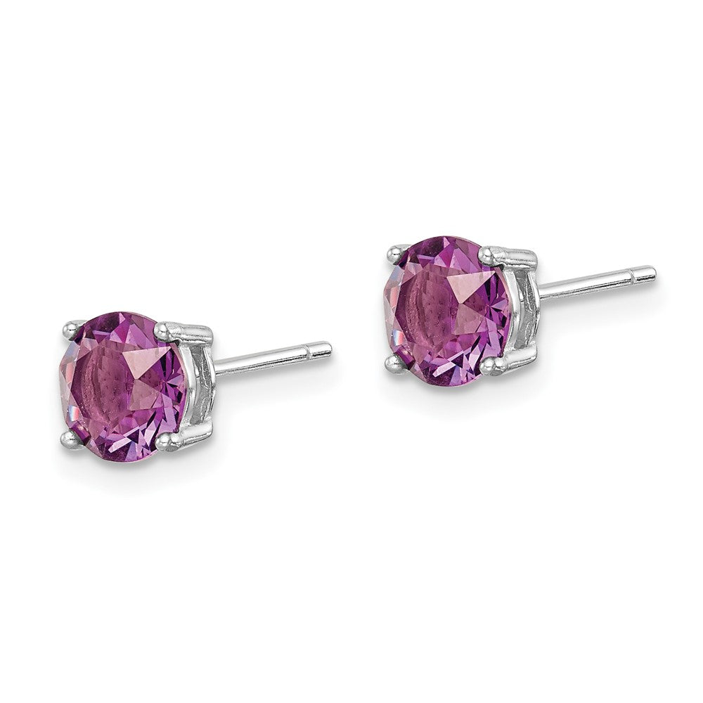 Sterling Silver Rhodium-plated Purple Crystal Birthstone Earrings