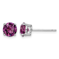 Sterling Silver Rhodium-plated Purple Crystal Birthstone Earrings