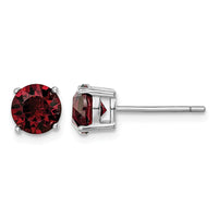 Sterling Silver Rhodium-plated Burgundy Crystal Birthstone Earrings