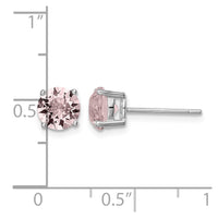 Sterling Silver Rhodium-plated Lavender Pink Crystal Birthstone Earrings