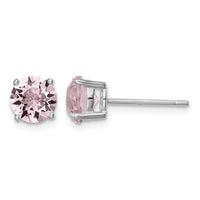 Sterling Silver Rhodium-plated Lavender Pink Crystal Birthstone Earrings