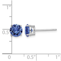Sterling Silver Rhodium-plated Blue Crystal Birthstone Earrings