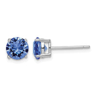 Sterling Silver Rhodium-plated Blue Crystal Birthstone Earrings