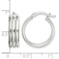 Sterling Silver Polished Grooved 6.5x20mm Hoop Earrings