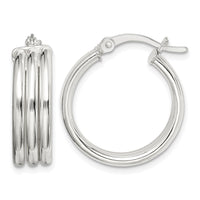 Sterling Silver Polished Grooved 6.5x20mm Hoop Earrings