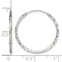 Sterling Silver Diamond Cut 1.5x24mm Endless Hoop Earrings