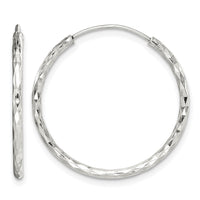 Sterling Silver Diamond Cut 1.5x24mm Endless Hoop Earrings
