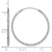 Sterling Silver Diamond Cut 1.5x28mm Endless Hoop Earrings