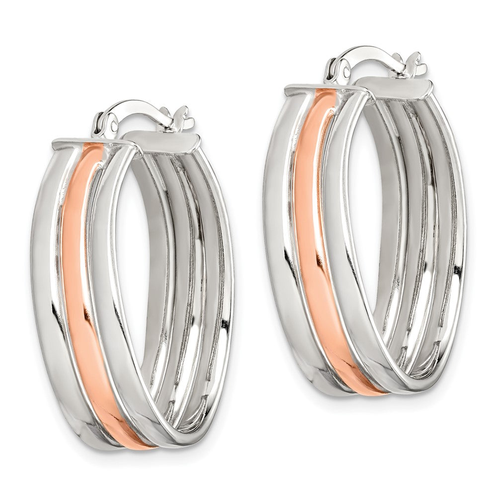 Sterling Silver Rose Gold-plated Polished Wavy Hoop Earrings