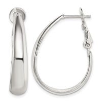 Sterling Silver Polished Omega Back Hoop Earrings