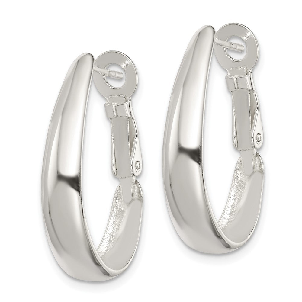 Sterling Silver Polished Omega Back Hoop Earrings