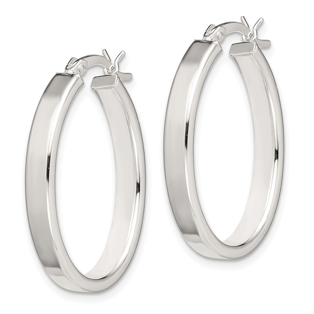 Sterling Silver Polished 4mm Oval Hoop Earrings