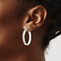 Sterling Silver Polished 4mm Oval Hoop Earrings