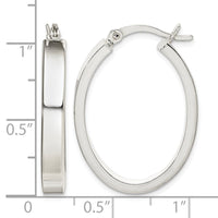 Sterling Silver Polished 4mm Oval Hoop Earrings