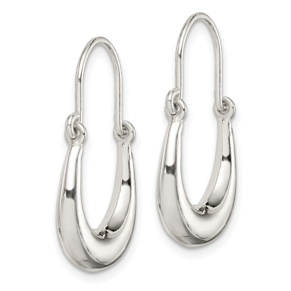 Sterling Silver Polished & Tapered Oval Hoop Earrings