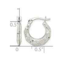 Sterling Silver Diamond Cut & Textured Hoop Earrings
