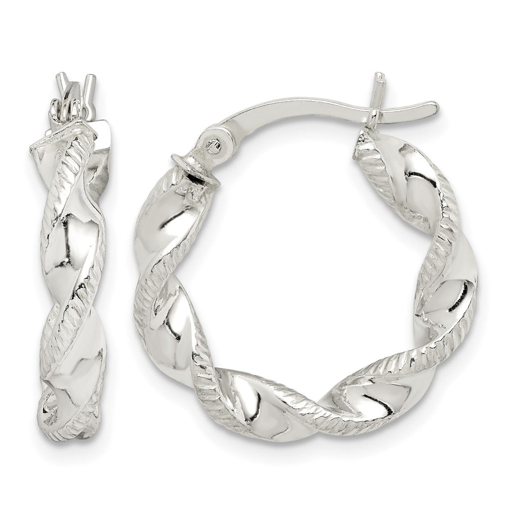 Sterling Silver Twisted and Textured Hoop Earrings