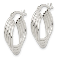 Sterling Silver Polished Twisted Multi-tube Round Hoop Earrings