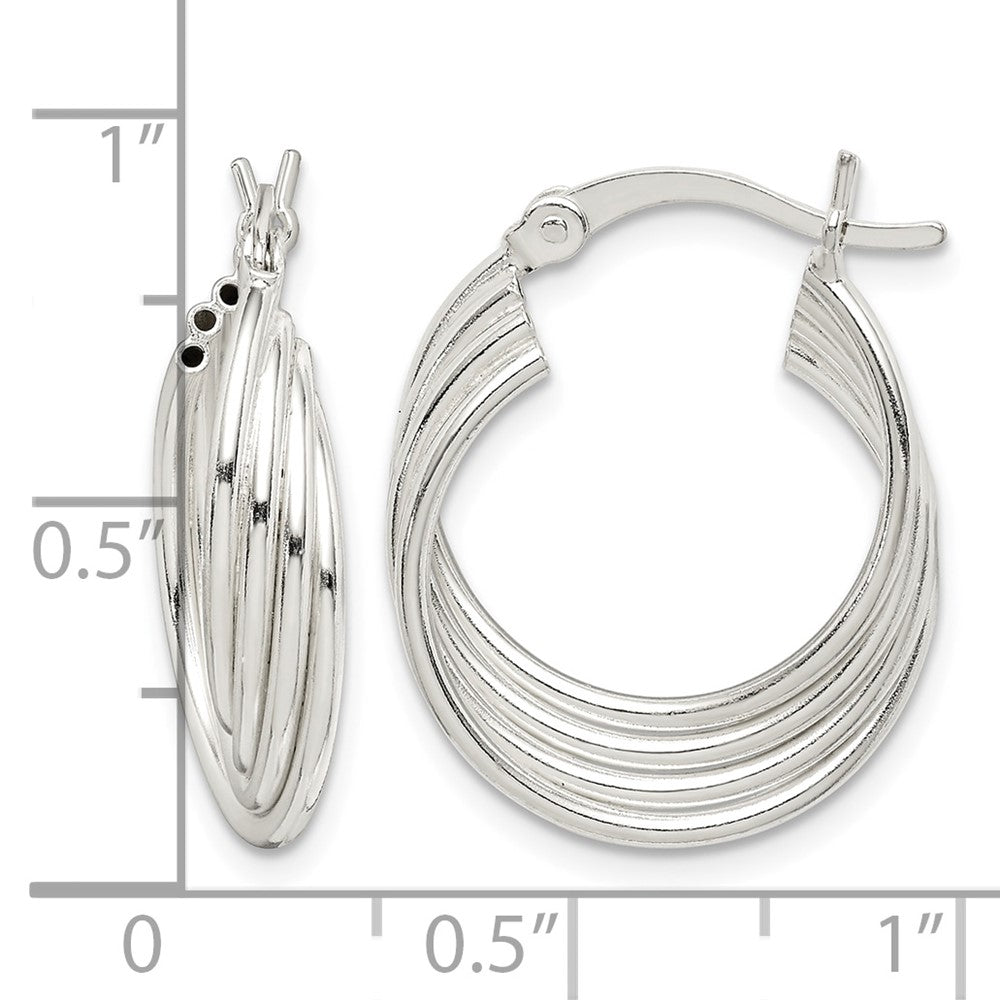 Sterling Silver Polished Twisted Multi-tube Round Hoop Earrings