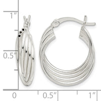 Sterling Silver Polished Twisted Multi-tube Round Hoop Earrings