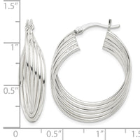 Sterling Silver Polished Twisted Multi-tube Round Hoop Earrings