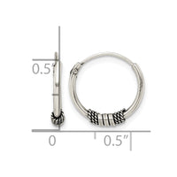 Sterling Silver Antiqued Beaded Endless Hoop Earrings
