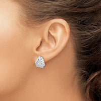 Sterling Silver RH-plated Polished Non-Pierced Woven Triangle Earrings