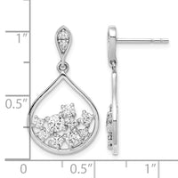 Sterling Silver Rhodium Plated CZ Dangle Earrings