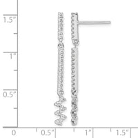 Sterling Silver Rhodium Plated CZ Dangle Earrings
