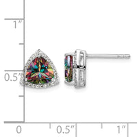 Sterling Silver Rhodium-plated Trillion Mystic Fire/White Topaz Earrings