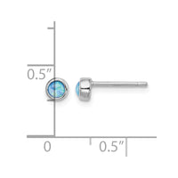 Sterling Silver RH-plated Polished 4mm Created Opal Round Stud Earrings