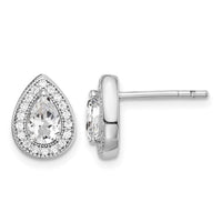 Sterling Silver Rhodium Plated CZ Post Earrings