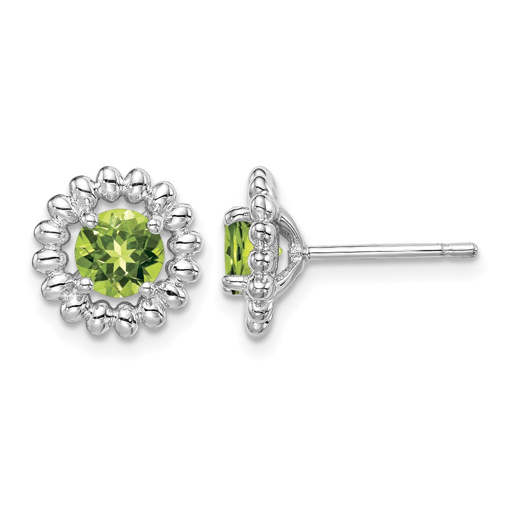 Sterling Silver Rhod-plat Peridot Earrings