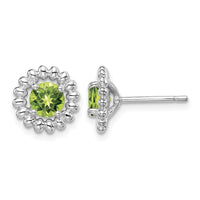 Sterling Silver Rhod-plat Peridot Earrings