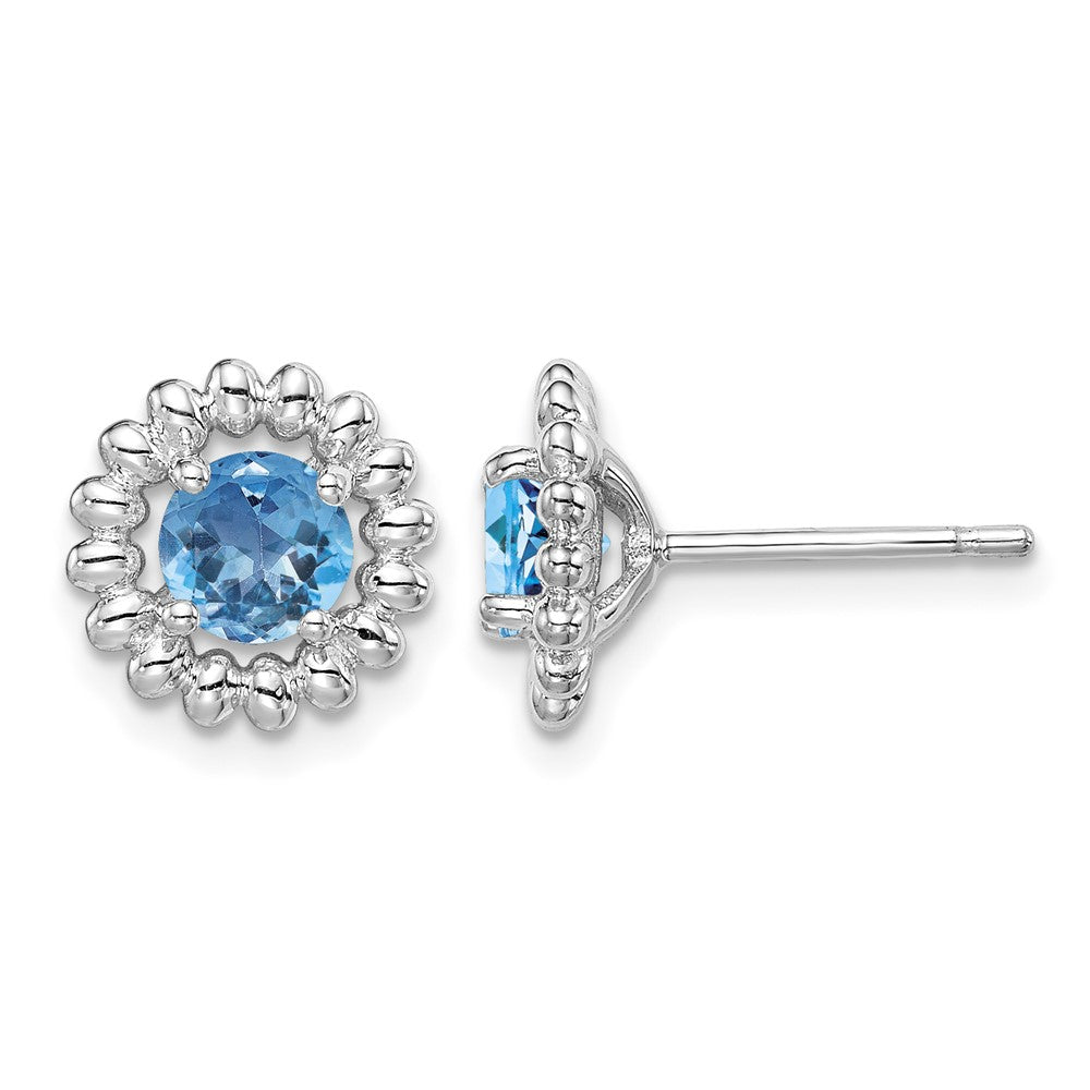 Sterling Silver Rhod-plat LB Topaz Earrings