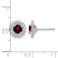 Sterling Silver Rhod-plat Garnet Earrings