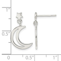 Sterling Silver Star and Moon Dangle Earrings