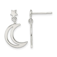Sterling Silver Star and Moon Dangle Earrings