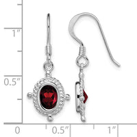 Sterling Silver Rhodium-plated Fancy Garnet Earrings