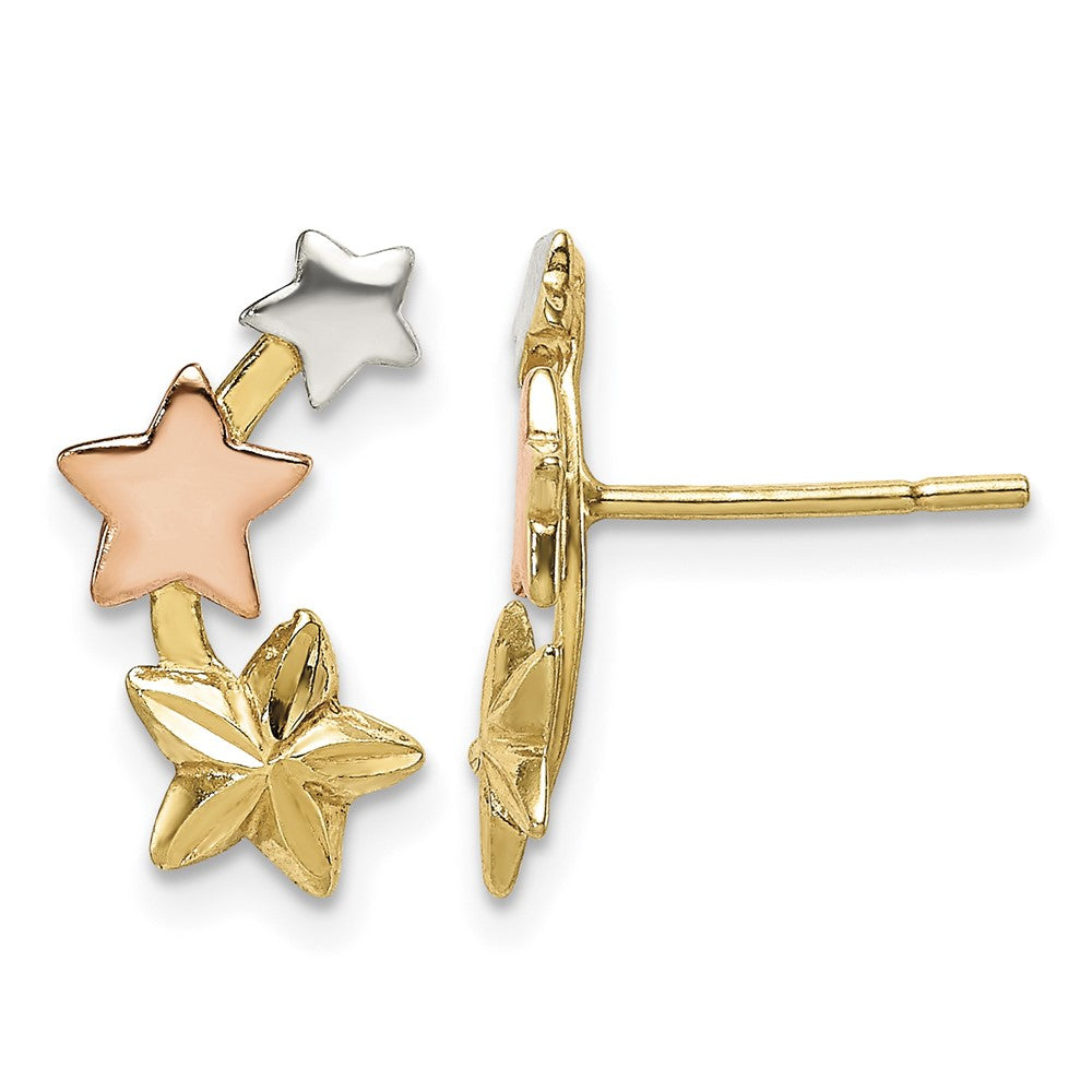 Sterling Silver and Flash Yellow and Rose Gold Plated Star Earrings