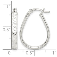 Sterling Silver Patterned 3mm Teardrop Hoop Earrings