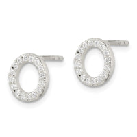 Sterling Silver Polished CZ Circle Post Earrings