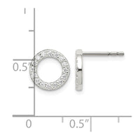 Sterling Silver Polished CZ Circle Post Earrings