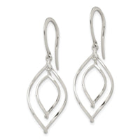 Sterling Silver Polished Fancy Twisted Marquise Shaped Dangle Earrings