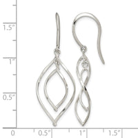 Sterling Silver Polished Fancy Twisted Marquise Shaped Dangle Earrings
