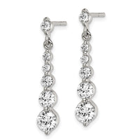 Sterling Silver Polished CZ Journey Post Dangle Earrings
