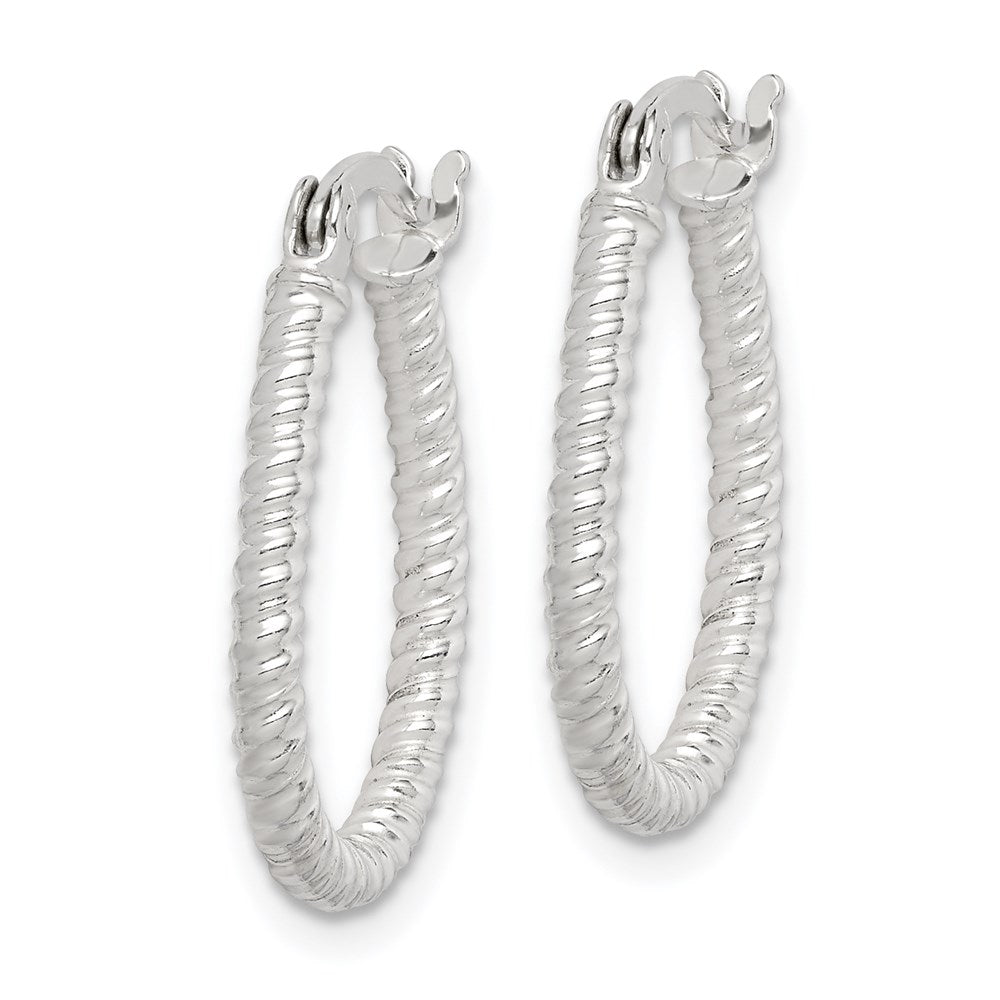 Sterling Silver Twisted 2.5mm Teardrop Hoop Earrings