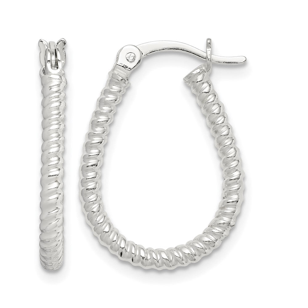 Sterling Silver Twisted 2.5mm Teardrop Hoop Earrings