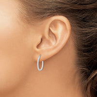 Sterling Silver Twisted 2x20mm Round Hoop Earrings