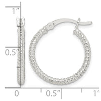 Sterling Silver Twisted 2x20mm Round Hoop Earrings